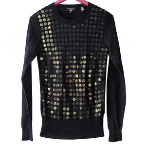 Ted Baker Black W/ Gold Sequins Front Sweater Sz S